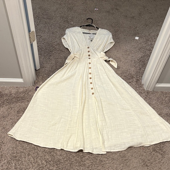 Free People Dresses & Skirts - Free People Cream Maxi Dress with Button Detail